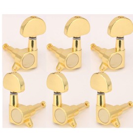 Musiclily 3+3 Sealed Guitar Tuners Tuning Pegs Keys Machine Heads Set for Electric/Acoustic Guitar, Half Moon Button Gold