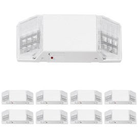 TORCHSTAR 8-Pack LED Emergency Lighting, Commercial Emergency Lights with Battery Backup, UL Listed, Two Square Heads, AC 120/277V, Hardwired Emergency Exit Light Fixtures for Busines