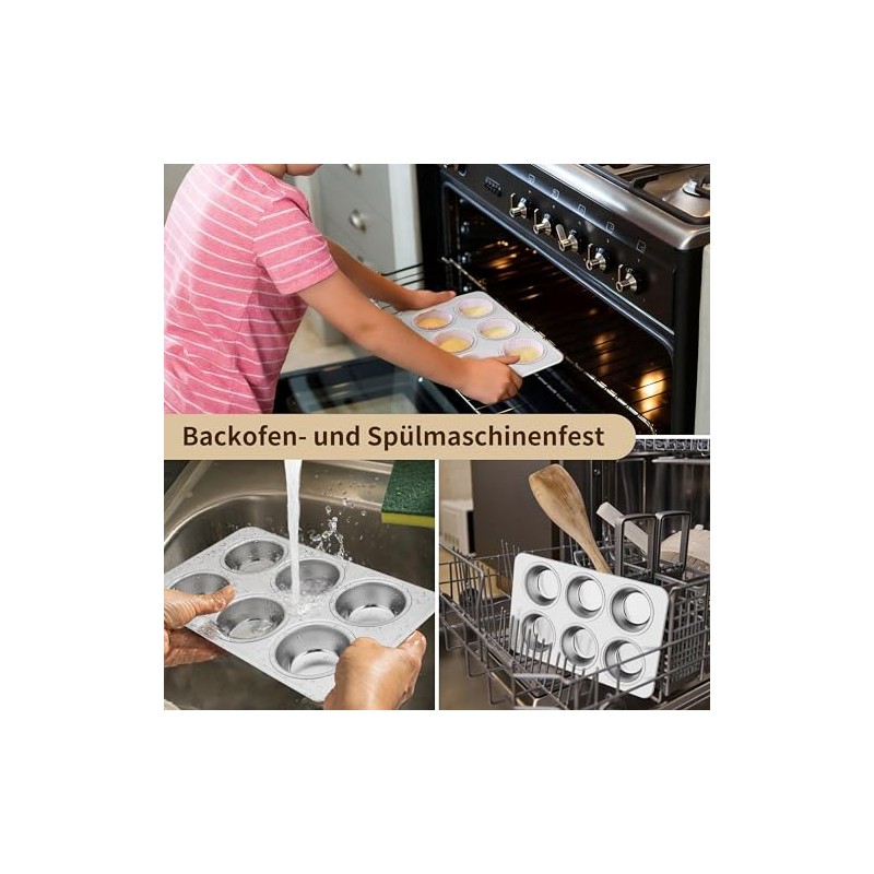 Herogo Stainless Steel Muffin Baking Mould for 6 Muffins, 29