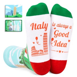 HAPPYPOP Funny Italy Gifts Italian Gifts; Travel Traveler Gifts for Men Women, Travel Italian Italy Socks
