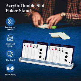4Pcs Transparent Acrylic Playing Card Holder with Double Groove Base Versatile Game Cards Holder Easy to Clean Card Game Organizer for 4 Players Tabletop Use