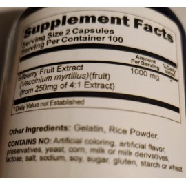 Vitamins Because Bilberry Fruit Extract 1000mg 2X200 Caps (Vaccinium Myrtillus) Vitamins Because