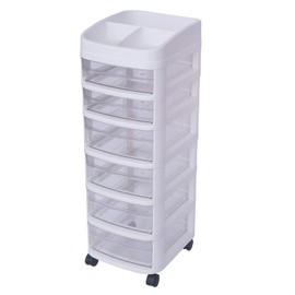 Drawer Storage Cart Rolling Storage Cart Storage Drawer Cart Organizer Cart with 6 Plastic Drawers on Wheels Craft Storage Tower Drawers for Office, Vanity, Living Room, Bathroom, Bedroom, Desk