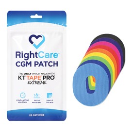 CGM Adhesive Patches Pre-Cut for Dexcom G5/G6, Waterproof Adhesive Medical Tape, Uncovered Oval Sensor Patches, Multicolor Assortment, Bag of 25