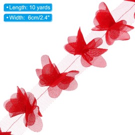 PATIKIL 10 Yardas Cinta de Encaje de Flores 6Cm de Ancho Tela de Encaje Floral 3D para Costura Diy En Manualidades Vestidos de Novia Sombreros Cortinas Adornos Bordados Rojo