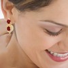 Rose Heart Dangle Earrings, Gold Tone with Red Rose and