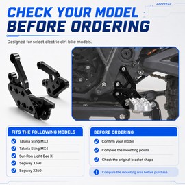 6-Position Adjustable Footrest Brackets for Talaria & SuRon Dirt Bikes