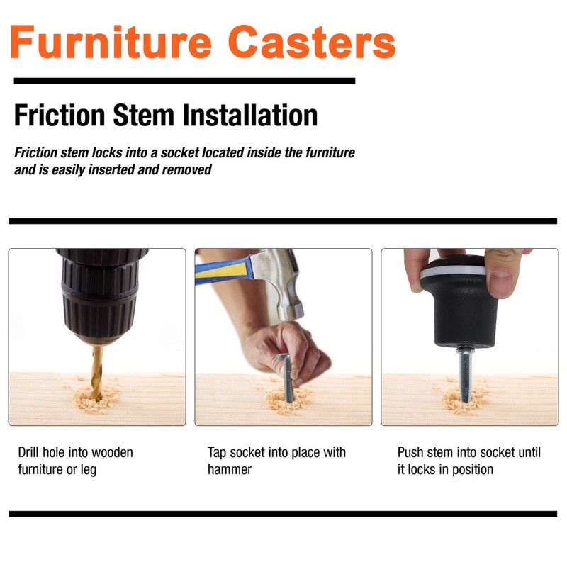 Bell Glides Caster Wheels，Fixed Stationary Castors for caster Sofa Chair
