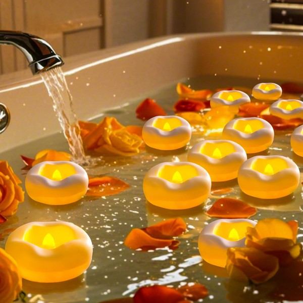 12-Pack 2” flameless LED Floating Candles, 200 Hours Waterproof Warm