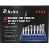 Astro Pneumatic Tool 2181 8-Piece Double Cut Carbide Rotary Burr