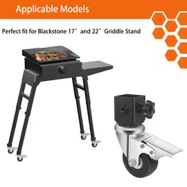 4 Pack Caster Wheels for Blackstone 5013 Griddle Stand, 360 Degree Silky Swivel Griddle Wheels with Brake for Blackstone 17" & 22" Table Top Griddle Stand, Griddle Accessories for Blackstone