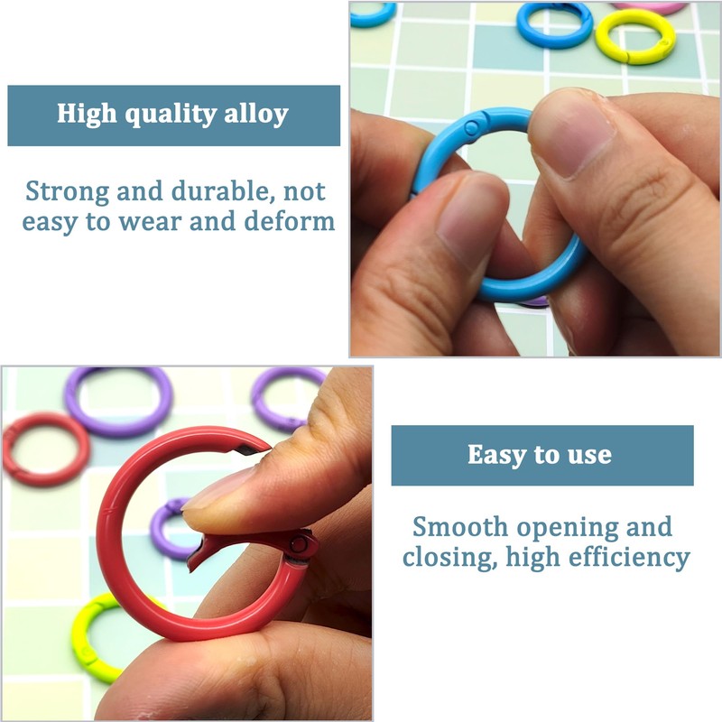 LIANCHEN 24 Pieces 6 Colours Round Carabiner Key Ring Round