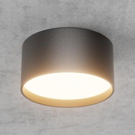 Klighten LED 18 W surface-mounted spotlight, round ceiling spotlights, surface-mounted ceiling light, black, flat aluminium and acrylic, surface-mounted light, warm white 3000 K, surface-mounted light IP44, 1029 lm, 60 x 120 mm