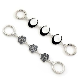 willikiva Replacement Bag Extender Chain Punching Bag Purse Charms for Handbags Cherry Chain Strap Crossbody Bag(Black Moon+Black Flower)