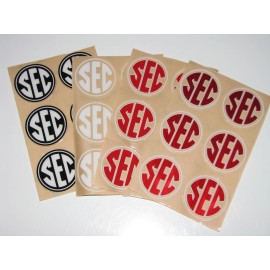SOUTHEASTEN CONFERENCE SEC Football Helmet Decals - Qty (1) 2" Circle Decal - White on Black
