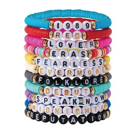 JNGTKL 11 Pcs Taylor Friendship Bracelets Set, Fashionable Taylor Merchandise Bracelets, Bohemian Style Letter Bracelet for Women Men, Colorful Friendship Bracelet Concert Souvenirs