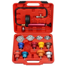 ADAFIRST Coolant Pressure Tester Kit, Manual Pump Radiator Pressure Tester and Adapters Work on Cooling System Leak Down Test for Cars Motorcycles Trucks Airlifts, 14PCS Automotive Tools Red