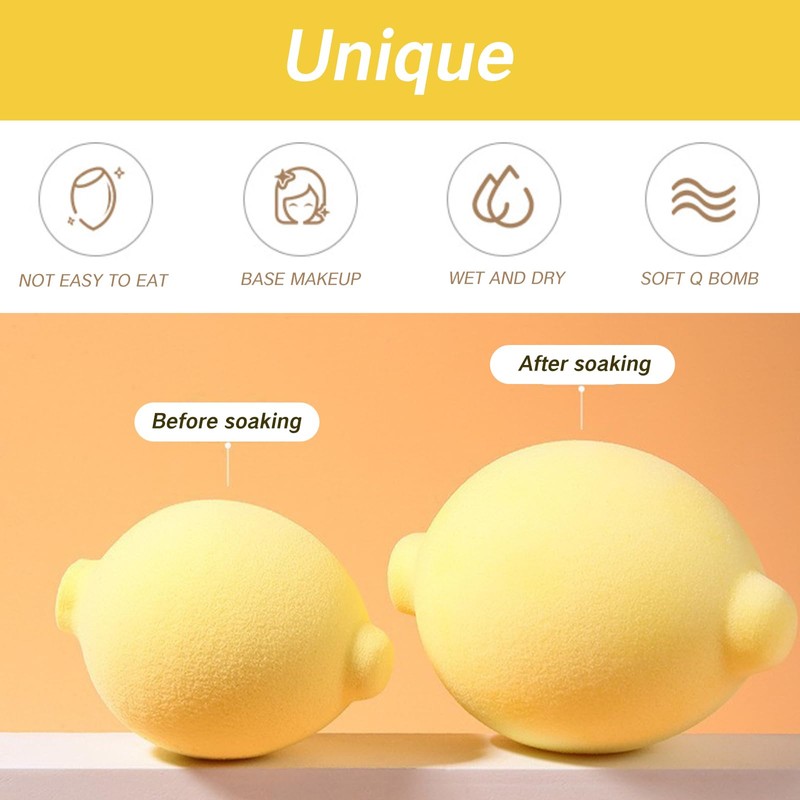 YAFIYGI Lemon Makeup Sponge Yellow Beauty Blender Cute Weird Extra