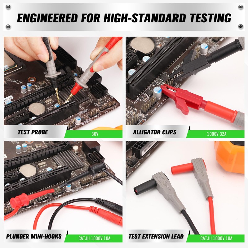SWANLAKE 27-Piece Multimeter Test Leads Set, CAT.III 1000V / CAT.IV
