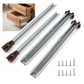 2 Pack of Drawer Slides Center Track for Kenlin Rite-Trak II Rails Kit, 16 Inch Drawer Metal Slides with Stop & Roller (2)