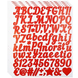 Small Red Letter Number Stickers, 5 Sheets Alphabet Symbols Sticker Kit for Scrapbook,DIY and Crafts, Letters Stickers Supplies