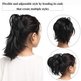 SEGO Ponytail Extension, Hairpiece, Ponytail Hair Extension with Butterfly Clip, Like Real Hair, Black, 95 g - 12 Inches (30 cm)