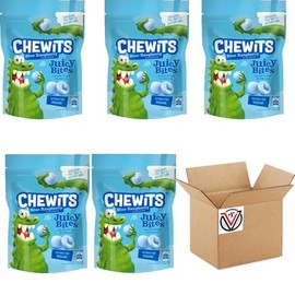 VIMIX Fruity Twist, Blue Raspberry, Strawberry Juicy Bites, Xtreme Sour Apple, Apple & Lemon Sour Bites Bags (05 x Chewits Blue Raspberry Juicy Bites 115g)