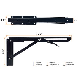 Folding Shelf Brackets with Screws,Heavy Duty Foldable wall Shelf Hinges Mounted Space Saving DIY Collapsible Bracket for Table Desk Bench Max Load 132lb Black (20 Inch 2pcs#1)