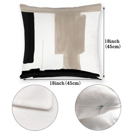 OUZ Black White Modern Throw Pillow Covers,Neutral Abstract Art Pillow Case,Decorative Pillow Covers for Bedroom Living Room,ModernPillow Cover Home Decor,Set of 2,18x18inches