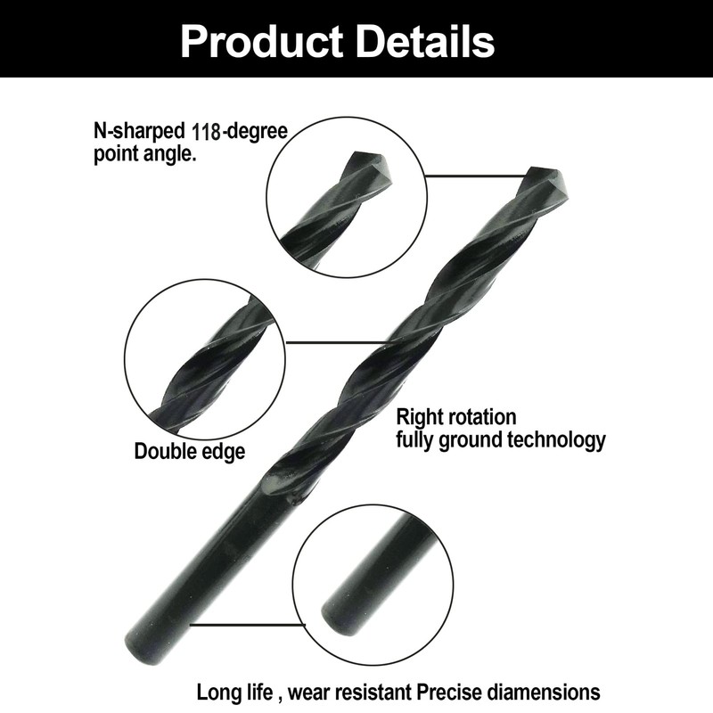 NORTOOLS 19 Pieces HSS Drill Bits with Round Shank and