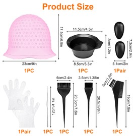 Hair Highlight Cap Set, Wiederverwendbare Silikon-Haarkappe für Strähnchen, Komplettes Set mit Pinsel und 2 Handschuhen, Einfache Anwendung für DIY Strähnchen Zuhause oder im Salon