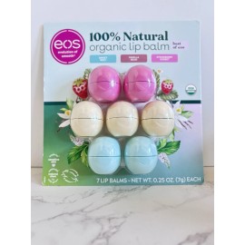 EOS Organic Lip Balm 100% Natural 7 PACK Shea Strawberry Vanilla Mint Peach