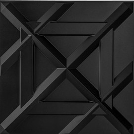 Art3d 3D PVC  Decorative Wall Tile, Pack of 12, 19.7 in. x 19.7 in., 32 Sq.ft/Case decorative wall - Color: Black