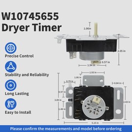 W10745655 W10857612 418-619-20-B5 Dryer Timer Compatible with Whirlpool Amana Dryer Timer NED4655EW1 YNED4655EW0 4KNED3100JW0 4KNED4605FW0, WPW10745655 Replaces AP6003908 PS11731366