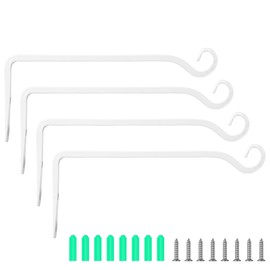 onepeng Plant Hanger Indoor/Outdoor 10 inch Metal Wall Plant Hook Decorative Plant Hanger for Bird Feeders, Planters, Lanterns, Wind Chimes, Home Decor(4Pack,White)