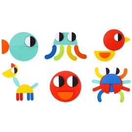 TOOKYLAND Wooden Geometric Shapes Puzzle - 55pcs - Pattern Cards Included, Ages 3+