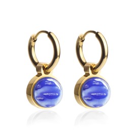 Kleine Goldcreolen mit Anhänger • 18k vergoldete Edelstahl Ohrringe mit Charm in royalblau zum Wechseln • nickelfrei & wasserfest • MIX AND MATCH • Ø 12 mm