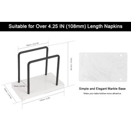 Livabber Napkin Holder, Metal Napkin Holder Modern Freestanding Tissue Paper Dispenser for Table Kitchen Countertop (Marble Base, Black)
