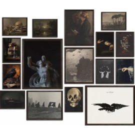Unbranded Set of 16 Gothic Dark Aesthetic Art Prints Wall Decor Various Sizes Modern