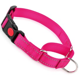 Martingale Collar for Dogs with Buckle, Reflective Dog Choke Collar Escape Proof No Pull Cinch Dog Training Collars Adjustable for Small Medium Large Breed Pet Dogs, Pink M