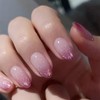Short Press on Nails Almond Fake Nails with Glitter Designs