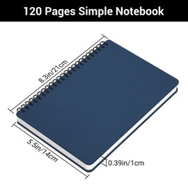 Yarotm Notebook A5 Squared - Pack of 2 Spiral Bound Notebooks 14 x 21 cm - 100 g/m² Checked 5 mm Notebooks A5 120 Pages Notepad Travel Diary - Dark Blue Spiral Pad A5 Office School