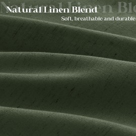 Olive Green Extra Long Linen 84 Inch Shower Curtain Bath Shower Curtain Set 84 Inch Long with Hooks XLong Tall Farmhouse Country Dark Green Boho Drapes for Bathroom, 72x84 Drapes