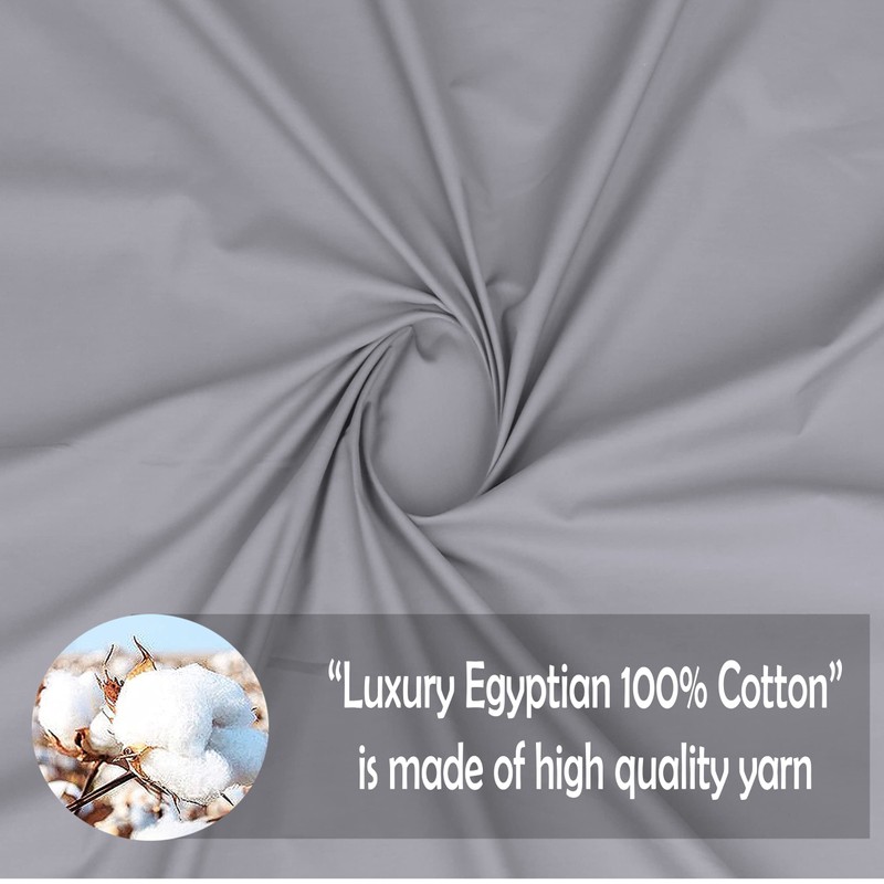 Grey Flat Sheet Double 100% Egyptian Cotton 300 Thread Count