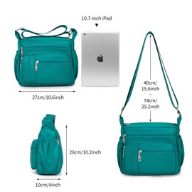 F.FETIVIN Crossbody Bag for Women Shoulder Handbag Roomy Multiple Pockets Bag, Ladies Water-Resistant Nylon Travel Purses(Lake Blue)