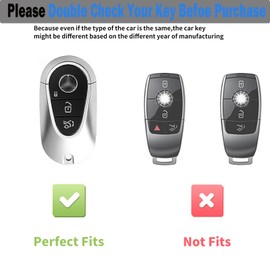 LJMTBKAN for Mercedes Key Fob Cover,Aluminum Leather Key Case Compatible with 2019-2021 A-Class C-Class G-Class 2017-2020 E-Class S-Class Smart Key Anti-dust Full Protection Accessories