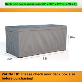 DORAHUA Deck Box Cover - Outdoor Storage Box Cover 150 Gallon, Heavy Duty 600D Oxford Cloth Water And Dust Resistant, Size 63 x 30 x 28 Inches Fits Most Patio Box.
