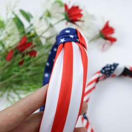 Chanseen 2Pcs 4th of July Knotted Headbands for Women, American Flag Patriotic Hair Accessories Headwear Hair Band Party Supplies for Memorial Day Independence Day Decor