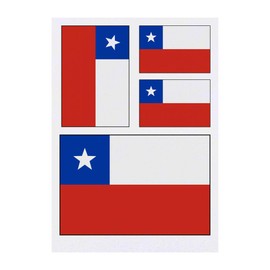4 x 'Chile Flag' Temporary Tattoos - Water Resistant, Skin-Safe, Non-Toxic Transfers, Mixed Sizes (TO00008653)