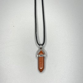 VIE VIE Double Point Pencil Pendant, Black String (Red Goldstone)